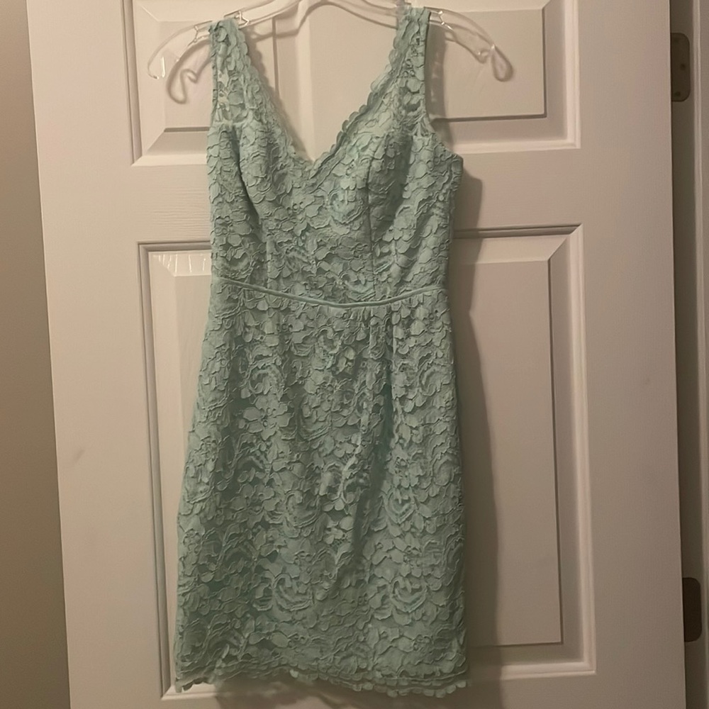 Mint Green David’s Bridal Lace Dress